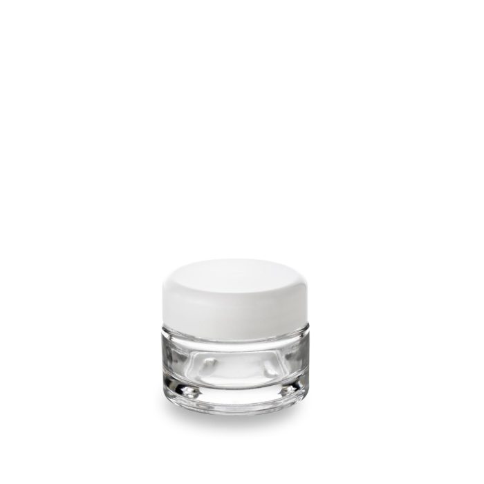 Le pot 30 ml GCMI 48/400 pour un packaging cosmétique accordé à son couvercle blanc.