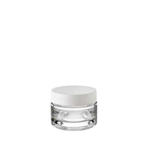 Le pot 30 ml GCMI 48/400 pour un packaging cosmétique accordé à son couvercle blanc thermodur