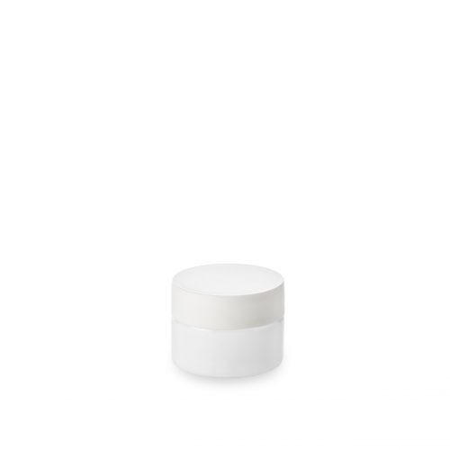 Pot verre opale en 15 ml GCMI 41/400 chez Embalforme avec couvercle blanc