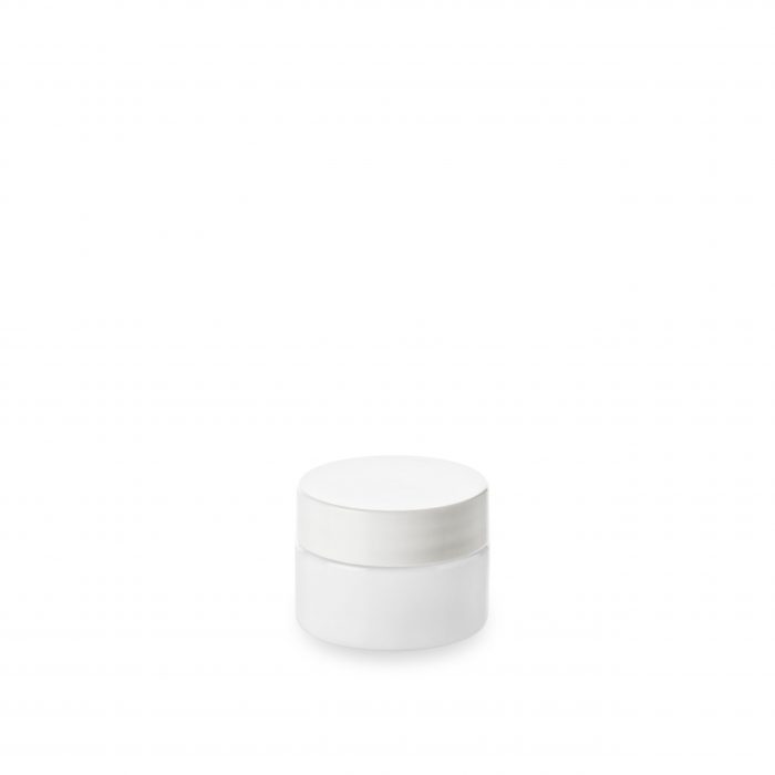 Pot verre opale en 15 ml GCMI 41/400 chez Embalforme avec couvercle bas en thermodur