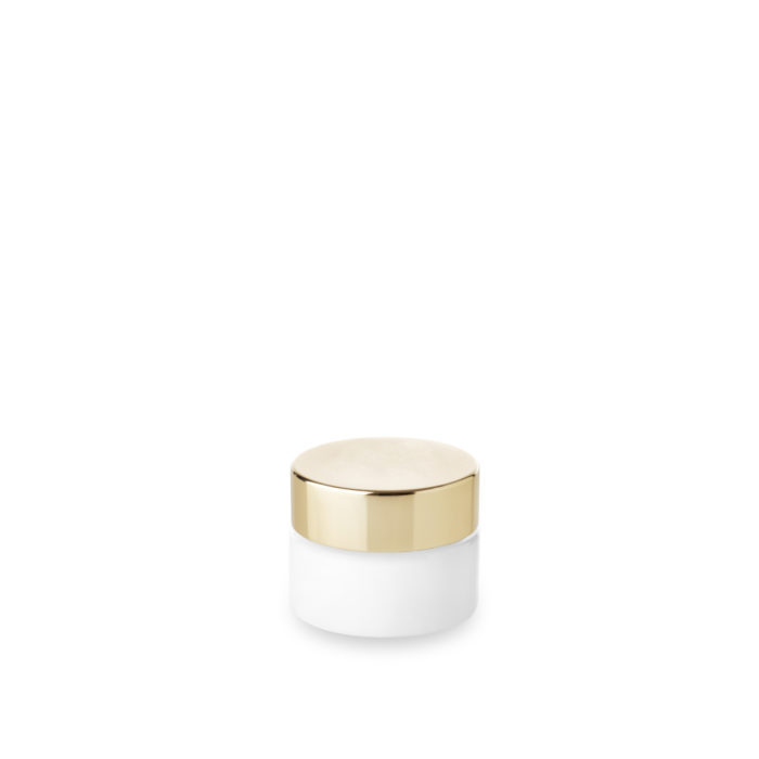 Pot cosmétique verre Opale 15 ml en verre dépoli avec couvercle 40/400 chapé métal