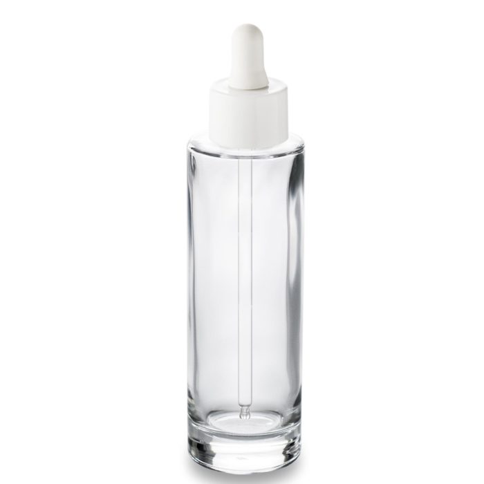 Flacon verre 150 ml et son compte-gouttes blanc