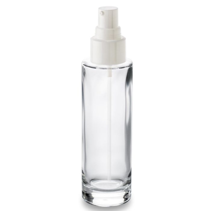 Flacon verre 150 ml et sa pompe buse blanc