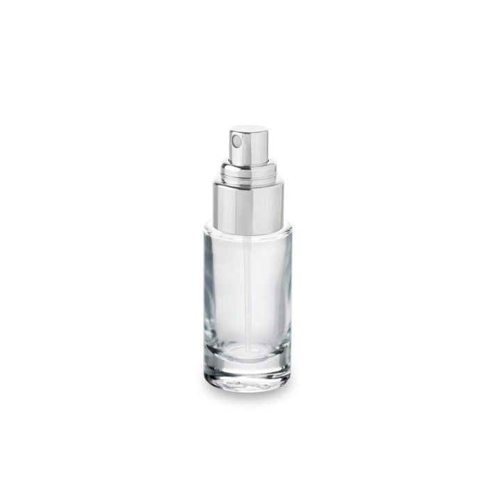 Pot cosmétique verre Premium 30 ml avec son pulvérisateur chapé métal