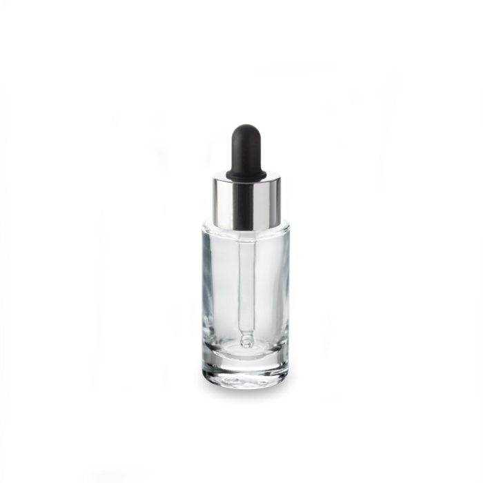 Le compte-gouttes noir col argent s’adapte avec le flacon 30 ml Premium bague GCMI 24/410