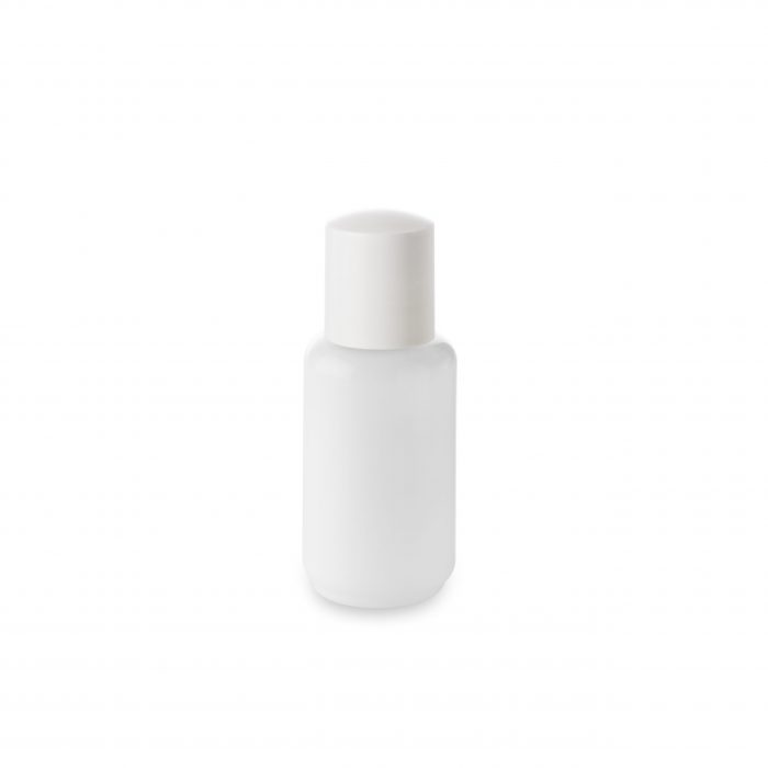 Flacon en verre Opale 50 ml bague GCMI 18/415 accordé à son bouchon haut blanc