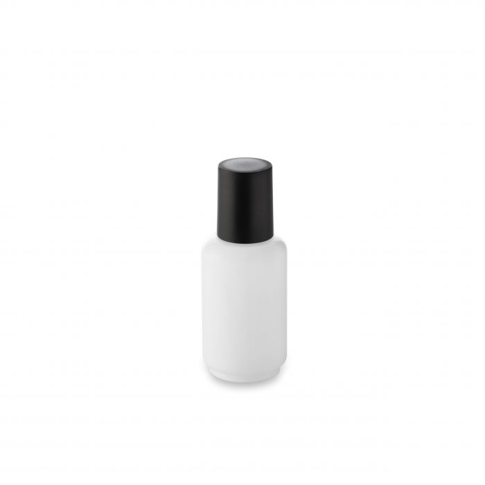 Flacon cosmétique Opale en verre 30 ml, bague GCMI 18/415 accordé à son bouchon haut noir