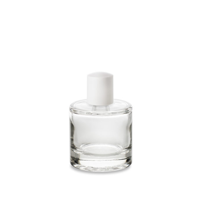 Flacon verre cosmétique bulle d'Embalforme bague GCMI 18/415 en 50 ml et son bouchon haut blanc