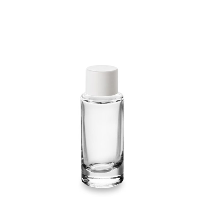 Bouchon blanc et flacon cosmétique en verre 30 ml