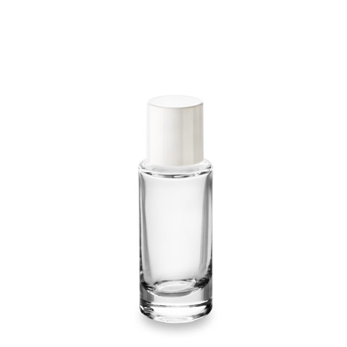 Bouchon haut à visser au flacon cosmétique en verre Atome 30 ml bague GCMI 24/410