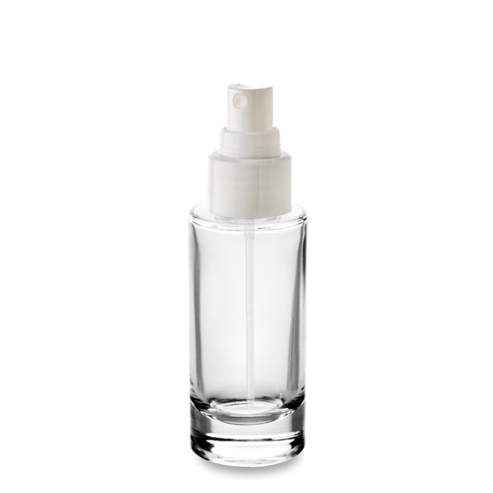 Flacon 50 ml bague GCMI 24/410 en verre recyclable avec sa pompe spray