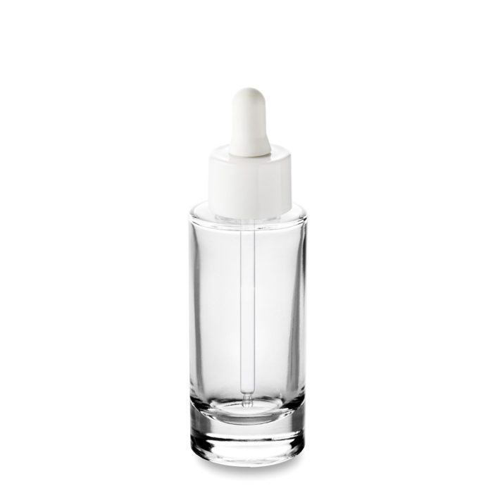 Compte-gouttes blanc avec le flacon verre 50 ml bague GCMI 24/410