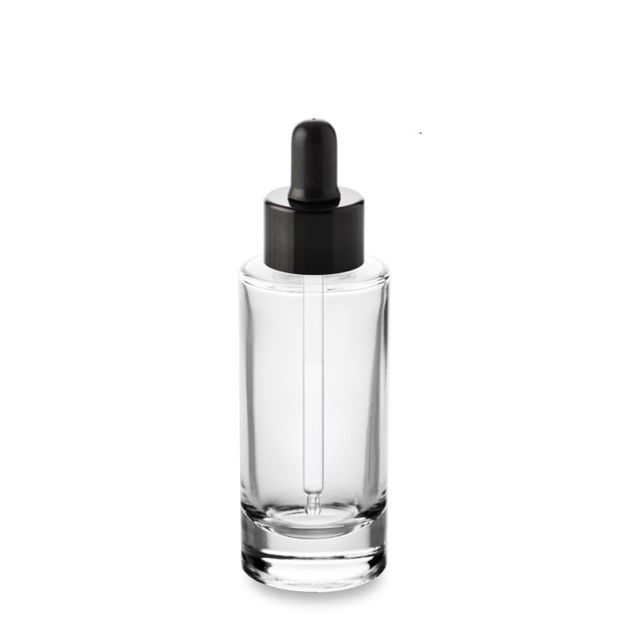 Compte-gouttes noir grande précision avec le flacon verre 50 ml bague GCMI 24/410