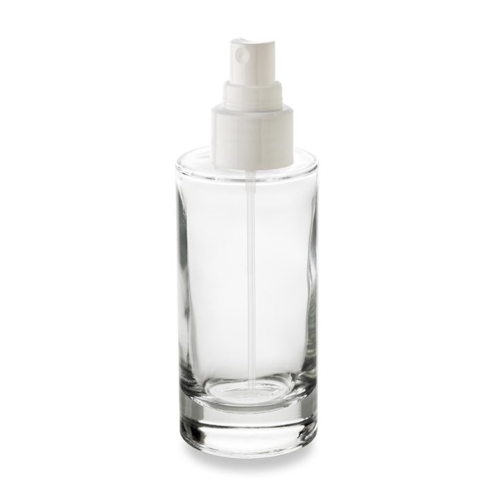 Flacon 100 ml bague GCMI 24/410 en verre recyclable avec sa pompe spray