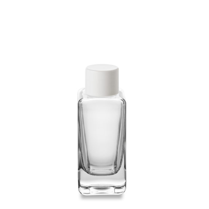 Flacon cosmétique 50 ml bague GCMI 24/410 avec un bouchon blanc