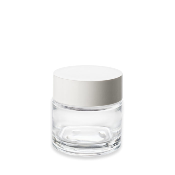 Le pot cosmétique Premium 100 ml bague 60/400 et son couvercle blanc pour un packaging en verre PCR haut de gamme