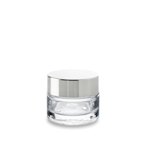 Couvercle chapé métal brillant et le pot en verre 50 ml GCMI 58/400