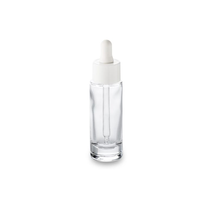 Flacon en verre 30 ml GCMI 18/415 et son compt-gouttes blanc col large