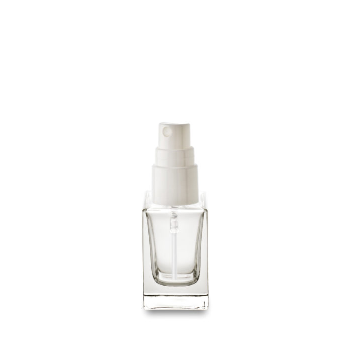 Pulvérisateur blanc sur son flacon en verre Vénus 30 ml