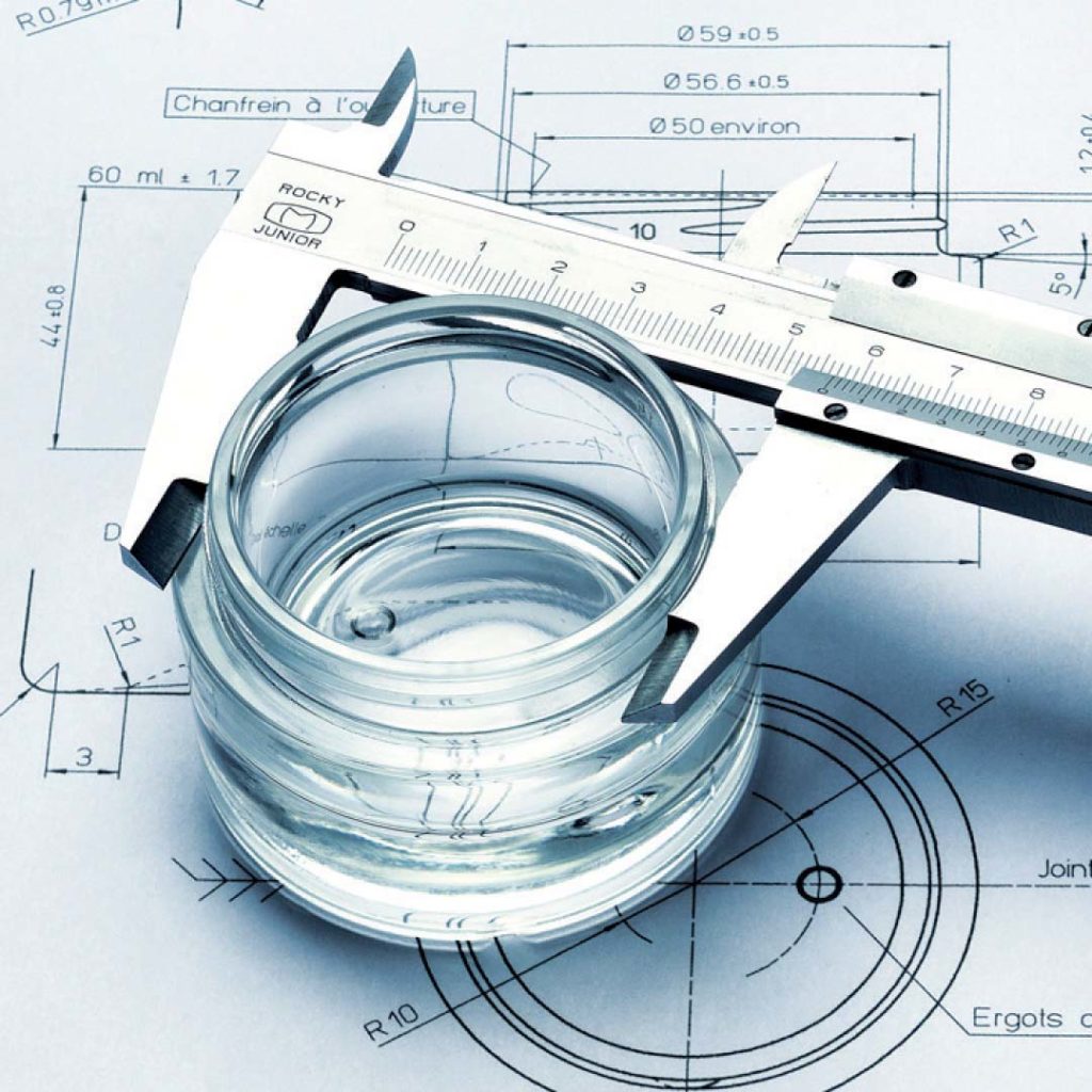 plan usine pot cosmétique en verre