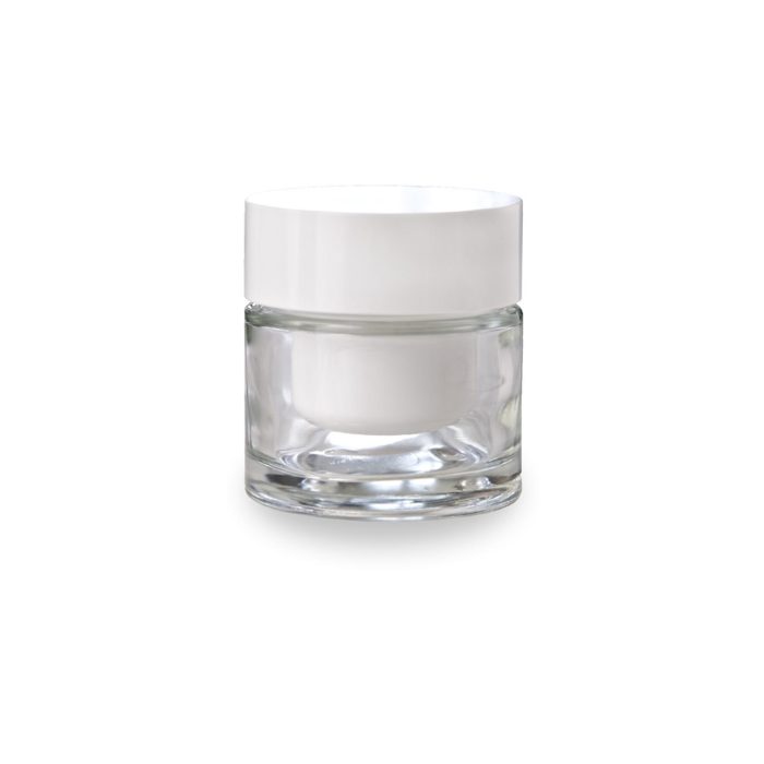 Pot en verre 50 ml, couvercle blanc et recharge blanche 50 ml