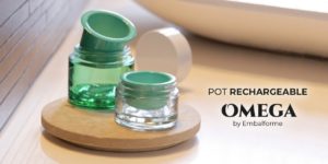 Collection Omega pot en verre rechargeable et godet en polypropylène éco certifiable