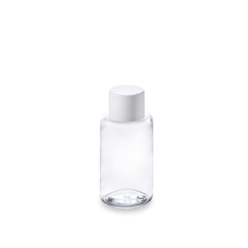 Flacon ovale en verre transparent 100ml recyclé avec pompe et capuchon